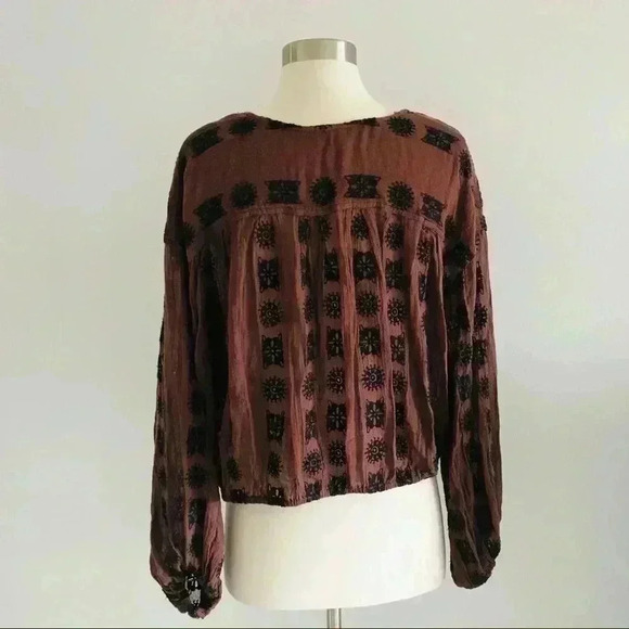Free People Bohamien Embroidered Top Shirt XS - Picture 6 of 8